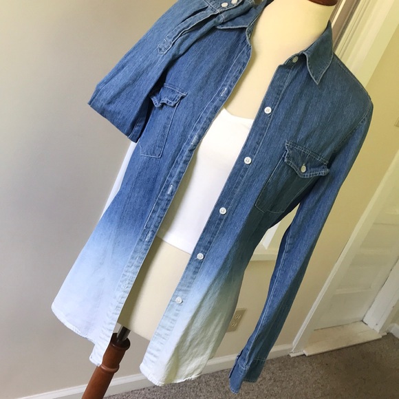 Belle Du Jour Jackets & Blazers - Belle du jour button down denim ombré shirt